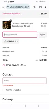 RESEARCH15 coupon verification screenshot