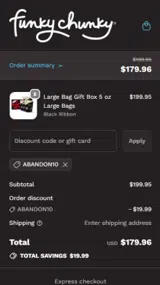 ABANDON10 coupon verification screenshot