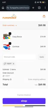 15OFF coupon verification screenshot