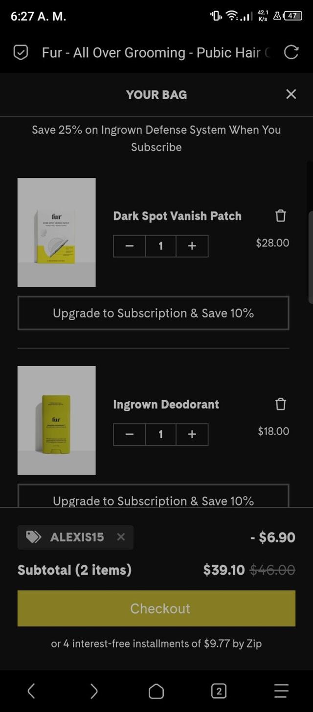 Fur checkout page showing Fur discount code box | Screenshot taken by SimplyCodes community member on Apr 24, 2024