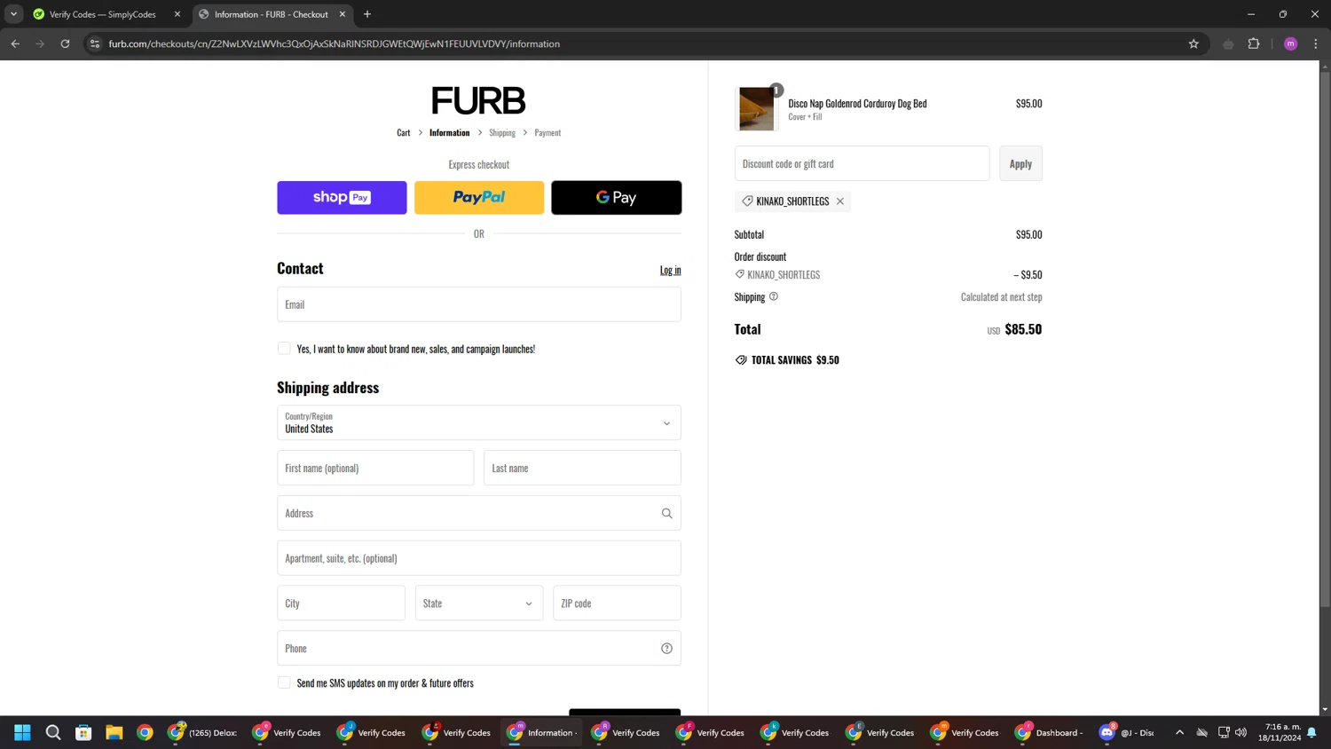 where to use FURB promo code box