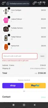 EXTRA20 coupon verification screenshot