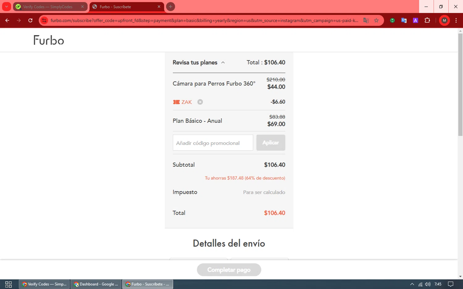 where to use Furbo promo code box