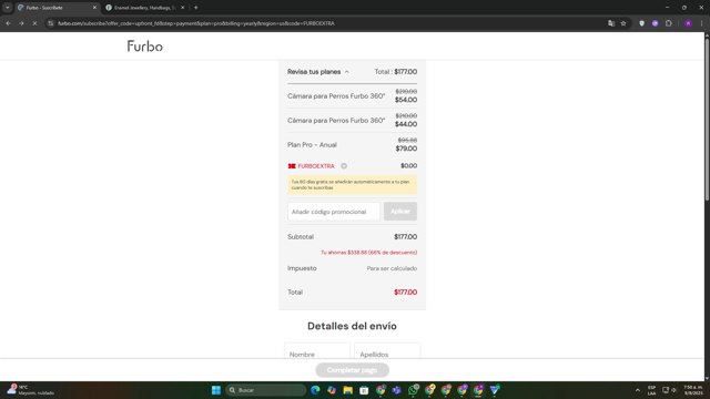 Furbo checkout page showing Furbo promo code box | Screenshot taken by SimplyCodes community member on Sep 9, 2025