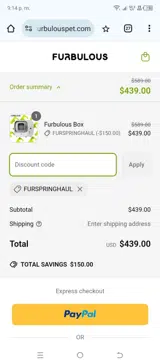 furspringhaul coupon verification screenshot
