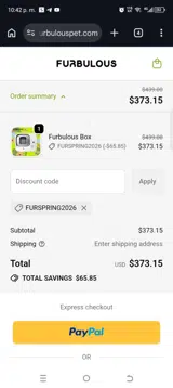 furspring2026 coupon verification screenshot