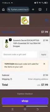 topstash coupon verification screenshot