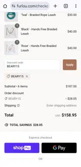 FURLOU coupon verification screenshot