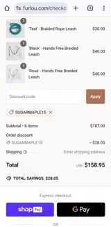 FURLOU coupon verification screenshot