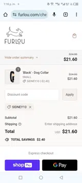 FURLOU coupon verification screenshot