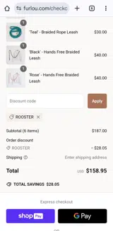 FURLOU coupon verification screenshot