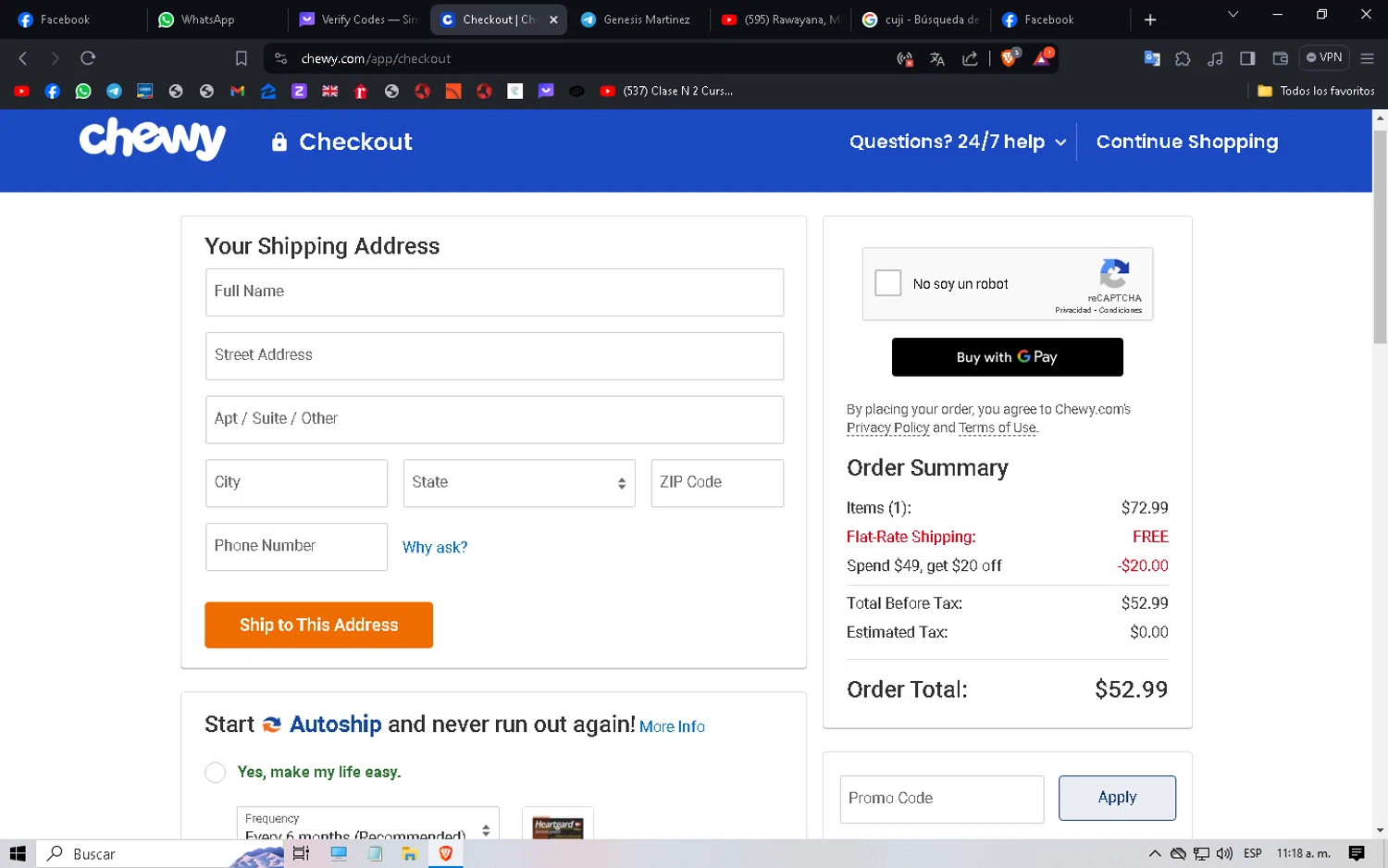 FURminator checkout page showing FURminator promo code box | Screenshot taken by SimplyCodes community member on Mar 9, 2024