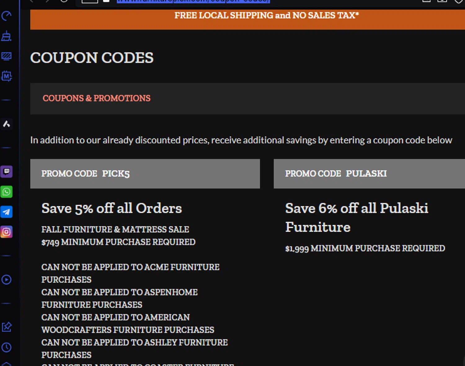 FurniturePick coupon code screenshot showing code 10ECI applied at FurniturePick checkout page. Uploaded by SimplyCodes community member chepipi on Feb 23, 2025