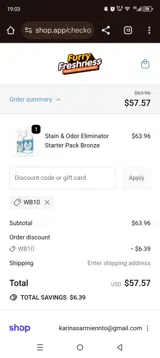 FurryFreshness coupon verification screenshot