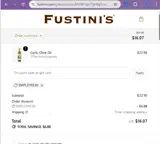 Fustini's Oils and Vinegars coupon verification screenshot