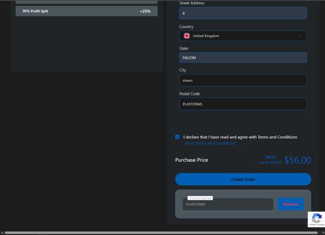 FX2 Funding checkout page showing FX2 Funding discount code box | Screenshot taken by SimplyCodes community member on Jul 19, 2025