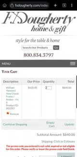 FX Dougherty coupon verification screenshot