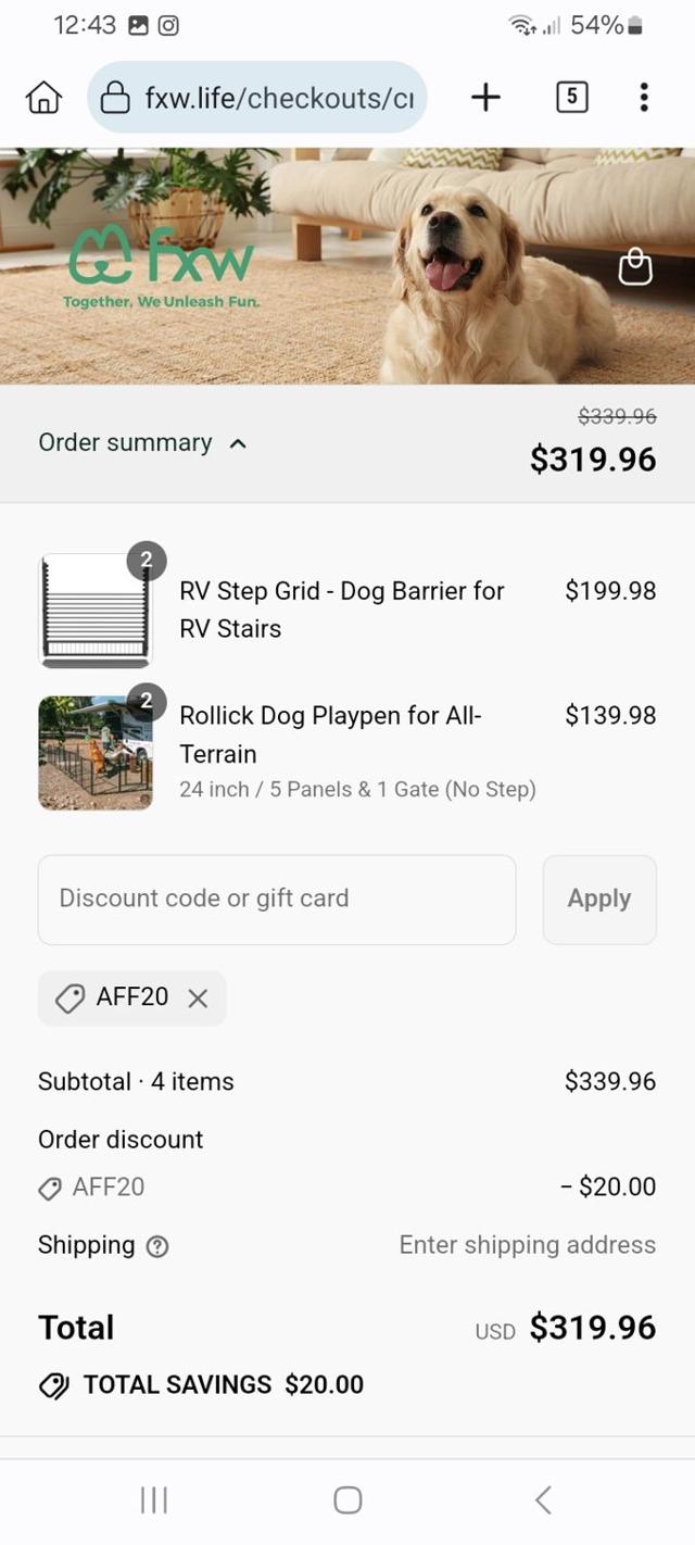 FXW checkout page showing FXW coupon code box | Screenshot taken by SimplyCodes community member on Sep 10, 2025