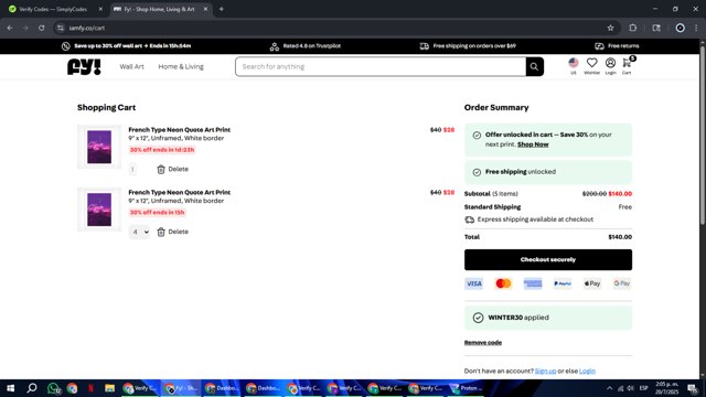 Fy checkout page showing Fy discount code box | Screenshot taken by SimplyCodes community member on Jul 20, 2025
