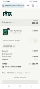 NEWYEAR coupon verification screenshot