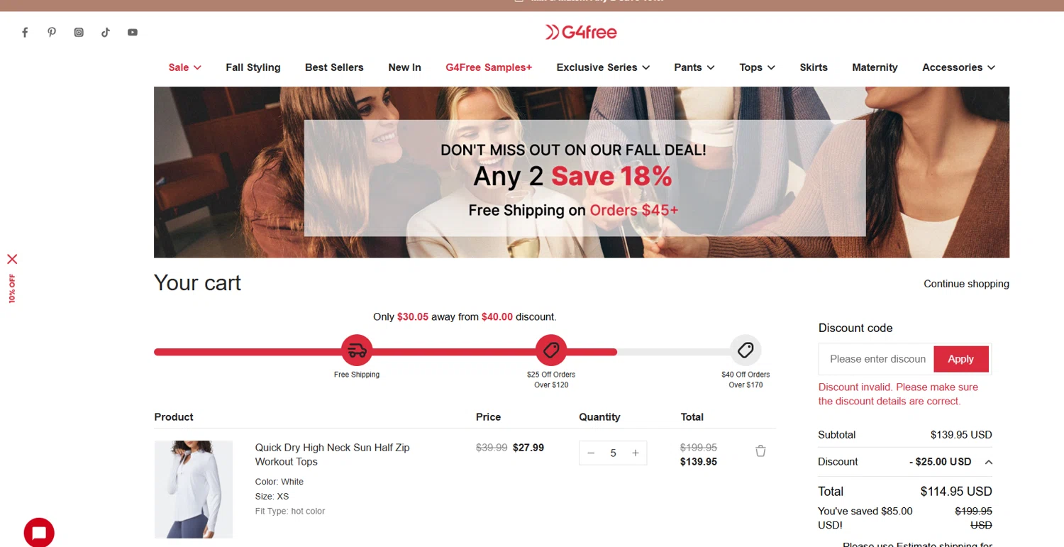 G4Free promo code screenshot showing code WELCOME10 applied at G4Free checkout page. Uploaded by SimplyCodes community member Kmacho on Oct 12, 2025