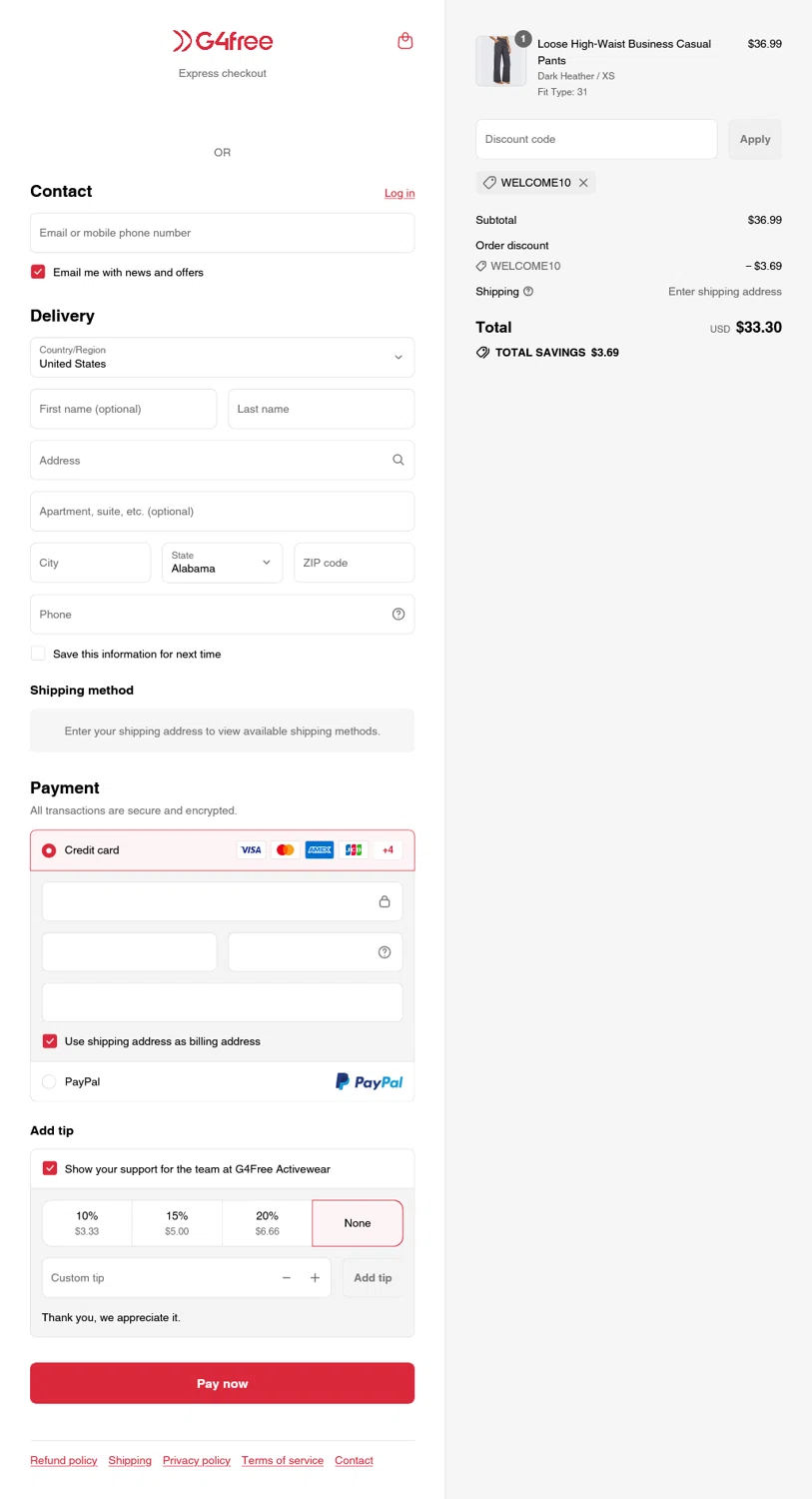G4Free promo code screenshot showing code WELCOME10 applied at G4Free checkout page. Uploaded by SimplyCodes community member WladimirV on Aug 11, 2025