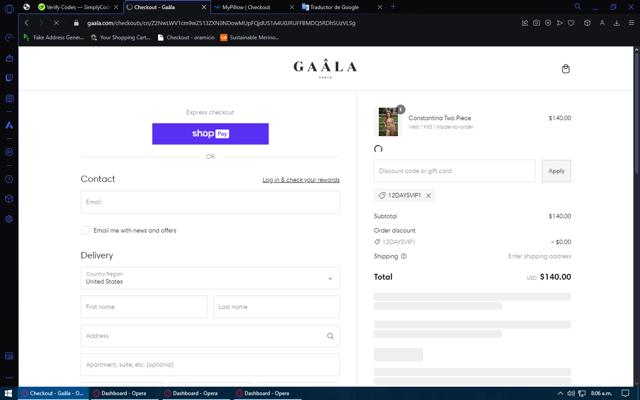 GAÂLA checkout page showing GAÂLA promo code box | Screenshot taken by SimplyCodes community member on Dec 5, 2024