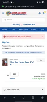 GABP Property Management Supplies coupon verification screenshot