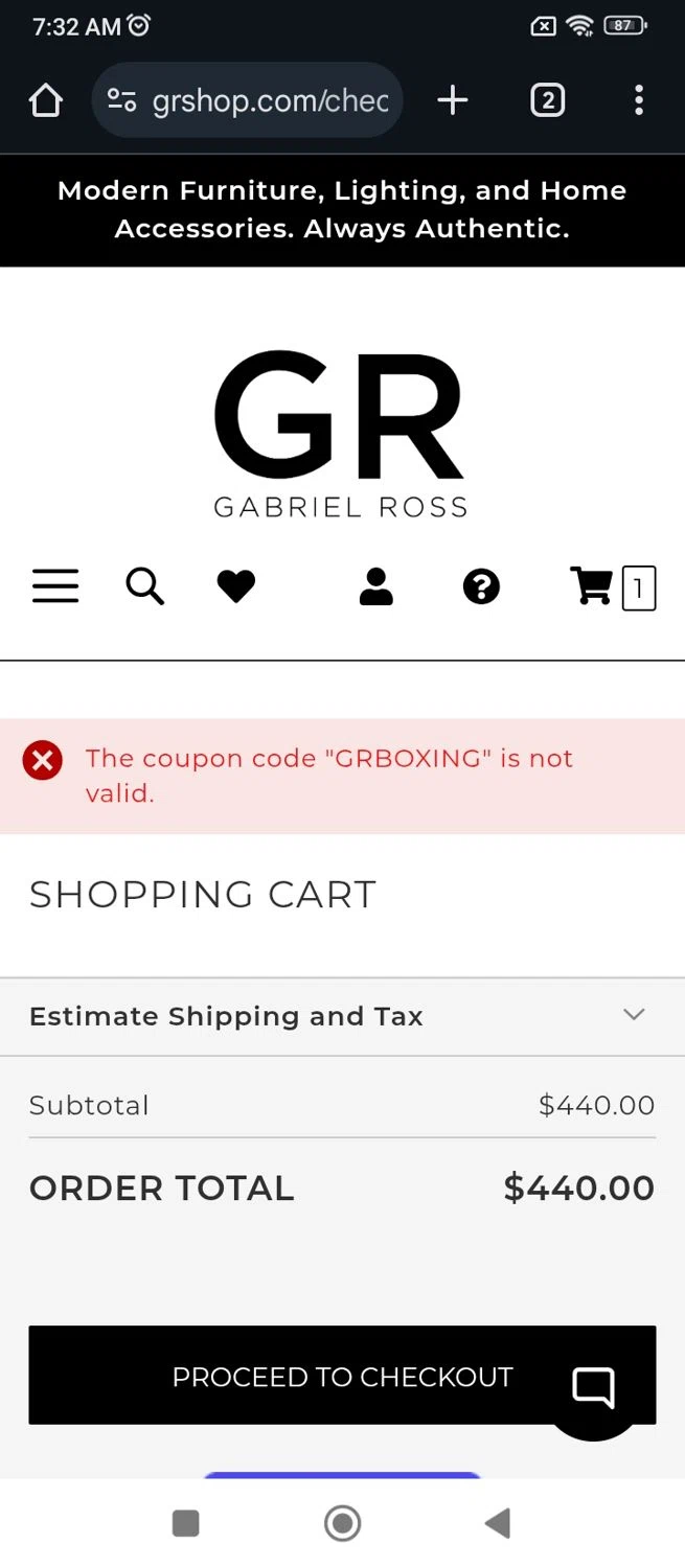 Gabriel Ross discount code screenshot showing code GRBOXING applied at Gabriel Ross checkout page. Uploaded by SimplyCodes community member MoneyPilot9165 on Jan 24, 2025