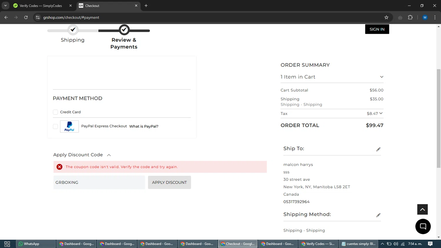 Gabriel Ross discount code screenshot showing code GRBOXING applied at Gabriel Ross checkout page. Uploaded by SimplyCodes community member EpicVoyager2820 on Jan 24, 2025