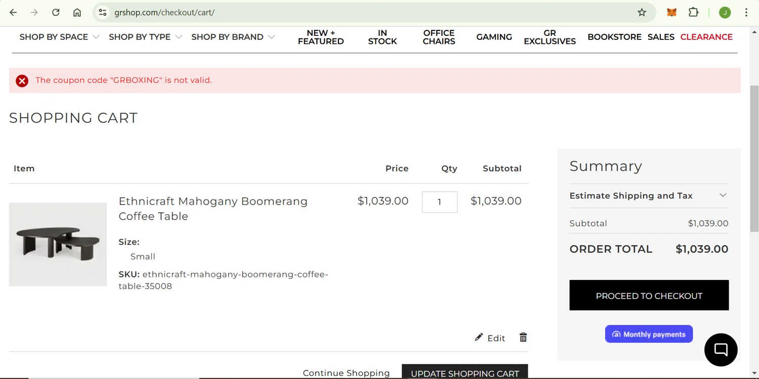 Gabriel Ross discount code screenshot showing code GRBOXING applied at Gabriel Ross checkout page. Uploaded by SimplyCodes community member ShrewdChaser7973 on Jan 24, 2025