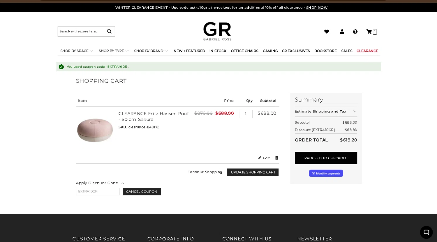 Gabriel Ross checkout page showing Gabriel Ross discount code box | Screenshot taken by SimplyCodes community member on Feb 7, 2025