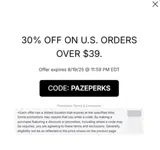 PAZEPERKS coupon verification screenshot
