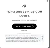 25NOMIN coupon verification screenshot