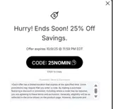 25NOMIN coupon verification screenshot