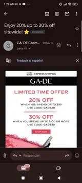 Gade20 coupon verification screenshot