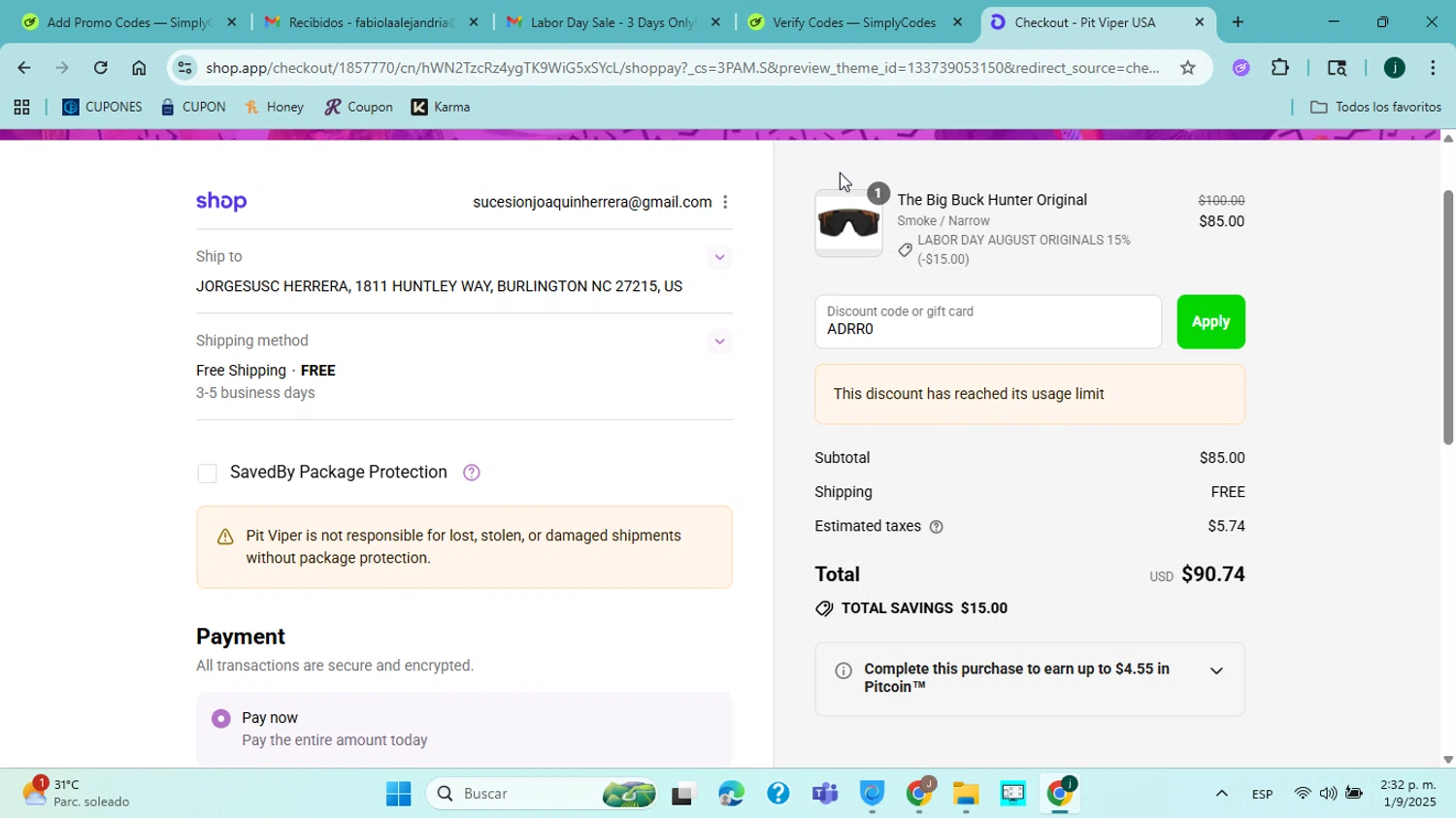 GadgetGone coupon code screenshot showing code SUMMER25 applied at GadgetGone checkout page. Uploaded by SimplyCodes community member jorgejavierherrera on Sep 4, 2025