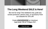 LONGWEEKEND coupon verification screenshot