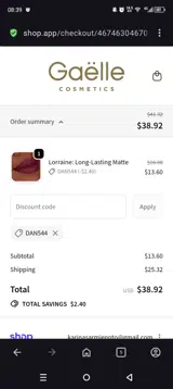 DAN544 coupon verification screenshot