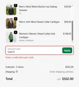 Gael15 coupon verification screenshot