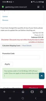 Cart10 coupon verification screenshot