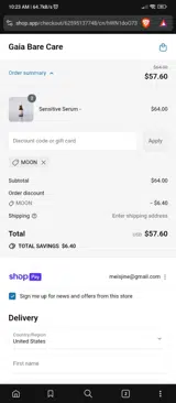 MOON coupon verification screenshot