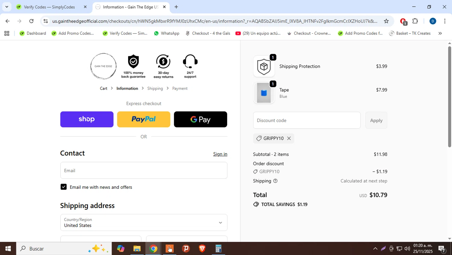 Gain The Edge discount code screenshot showing code GRIPPY10 applied at Gain The Edge checkout page. Uploaded by SimplyCodes community member danielgarcia1 on Nov 25, 2025