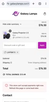 LIAPINK15 coupon verification screenshot