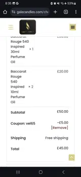 vel65 coupon verification screenshot