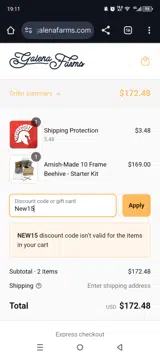 Galena Farms coupon verification screenshot