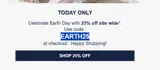 EARTH25 coupon verification screenshot