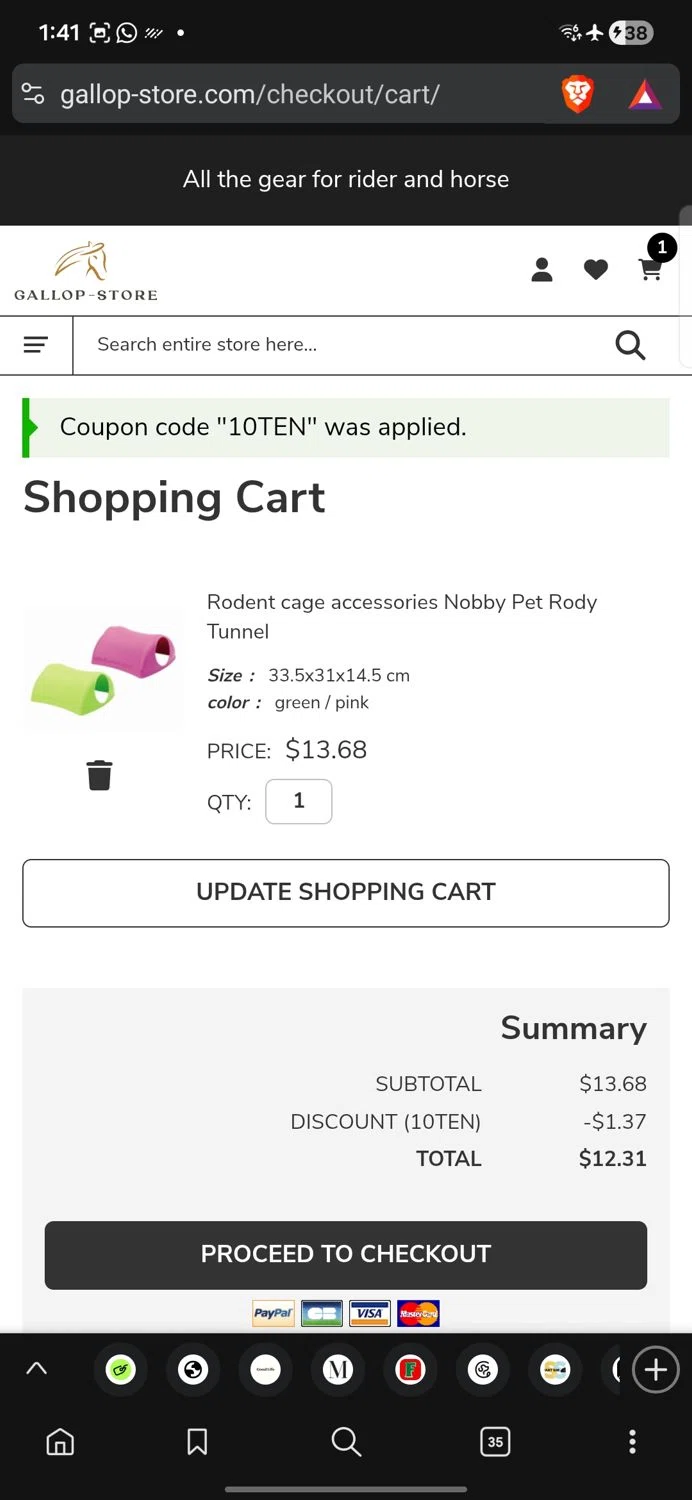 Gallop-Store checkout page showing Gallop-Store promo code box | Screenshot taken by SimplyCodes community member on Oct 13, 2025