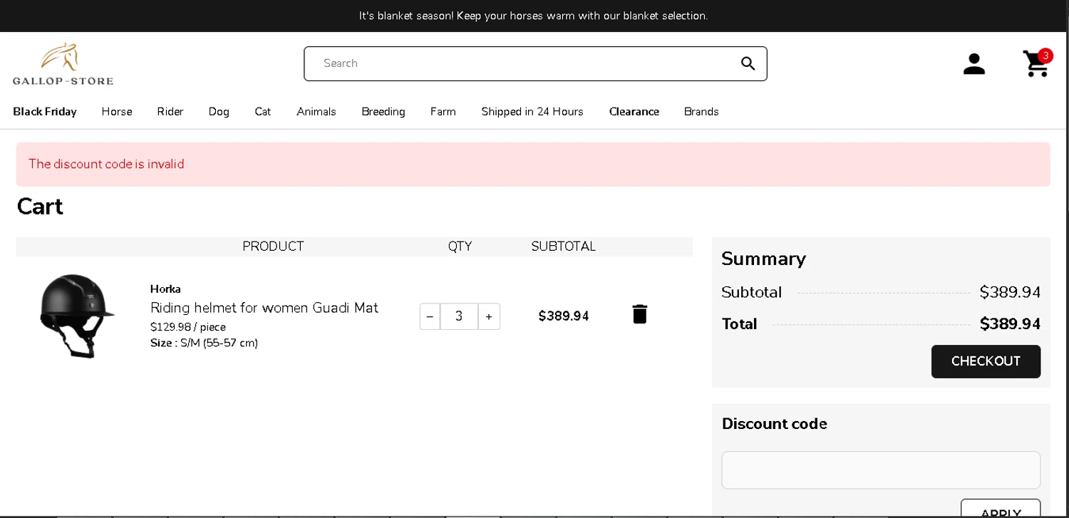 Gallop-Store promo code screenshot showing code EXTRA10 applied at Gallop-Store checkout page. Uploaded by SimplyCodes community member SmartWhiz589 on Nov 27, 2025