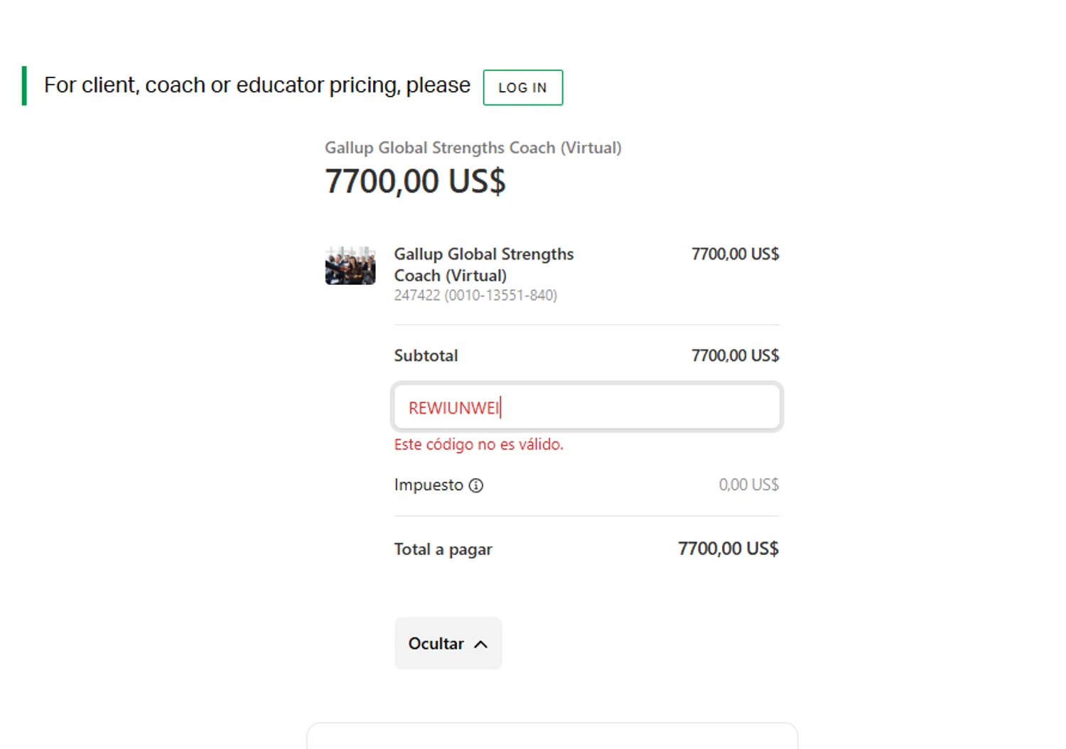 Gallup promo code screenshot showing code REWIUNWEI applied at Gallup checkout page. Uploaded by SimplyCodes community member CashCollector4109 on May 30, 2025